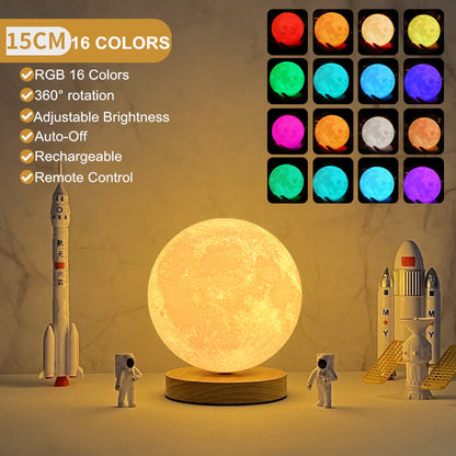 Creative 3D Magnetic Floating Levitating Moon Lamp Touch Control 3 Color Moon Light Lunar Night Light For Home Office Room Decor