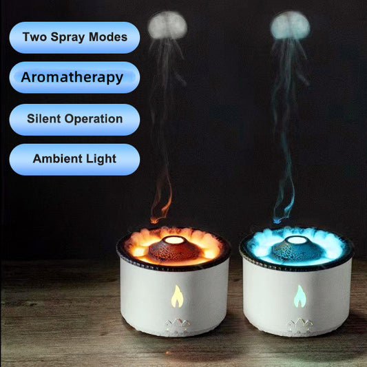 Ultrasonic Oil Humidifier Volcano Aromatherapy Machine Spray Jellyfish Air Flame Diffuser